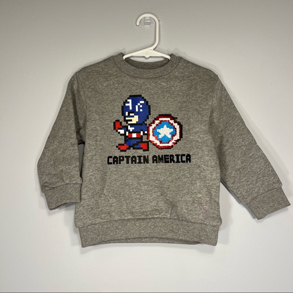 Marvel Captain America Sweatshirt Toddler Size 3 Years Flip-Sequin Shield Cotton - Picture 1 of 9